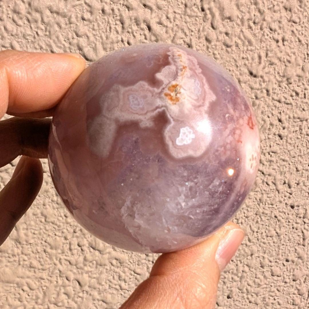 ピンクアメジスト　フラワーアゲート　スフィア　丸玉　綺麗　天然石　インテリア