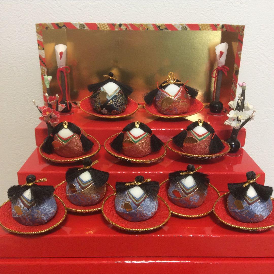 ちりめん金襴貝雛 3段飾り