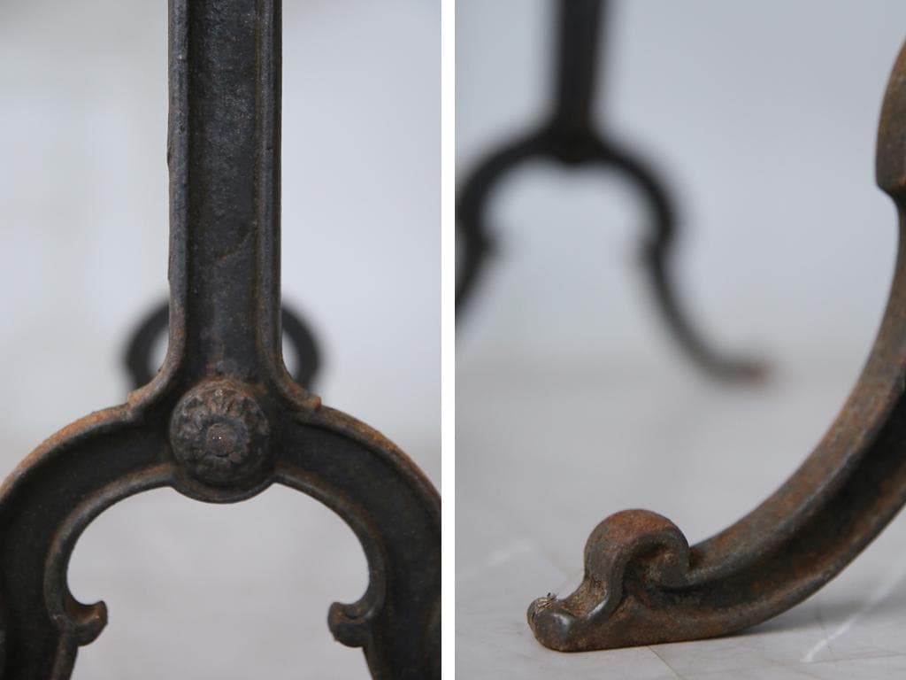 フランスアンティーク鉄脚カフェテーブル/ビストロ机/ダイニング飾り棚(86-96