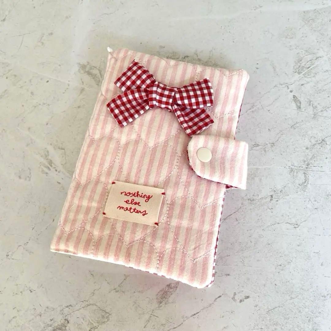 A6バインダー&バインダーカバーセット 韓国 ハートキルティング リボン