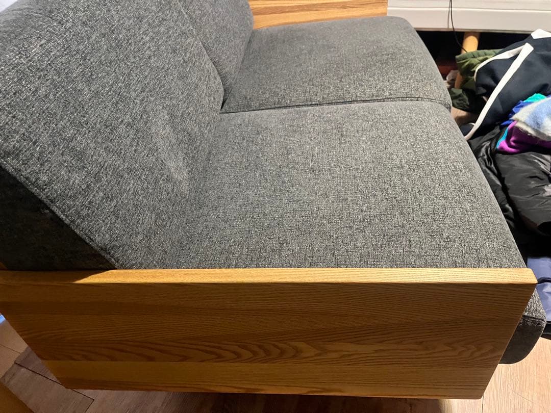 モダン木製フレーム 2人掛けソファ