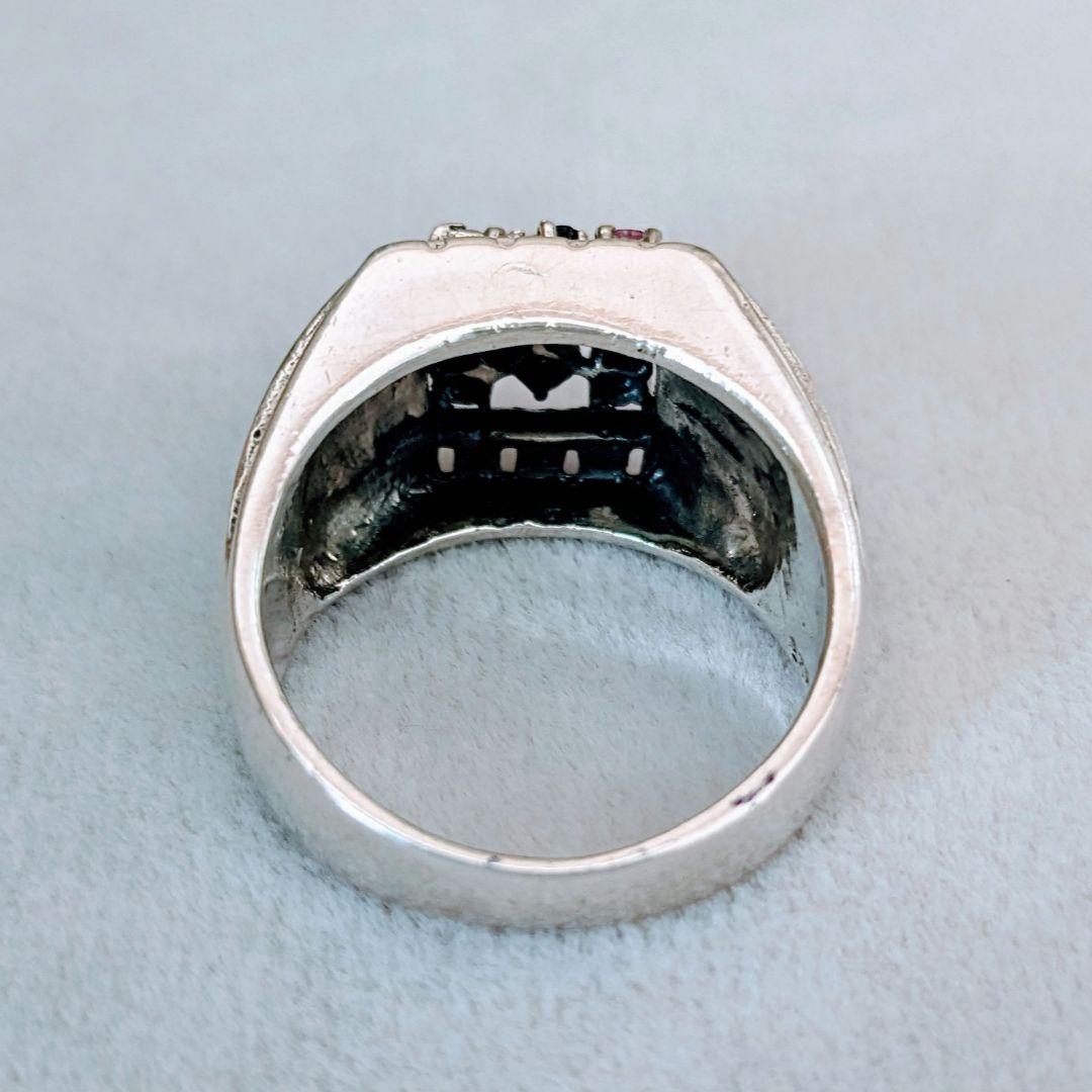 トルコ製 925silver 天然石 エメラルドルーサファイアビリング