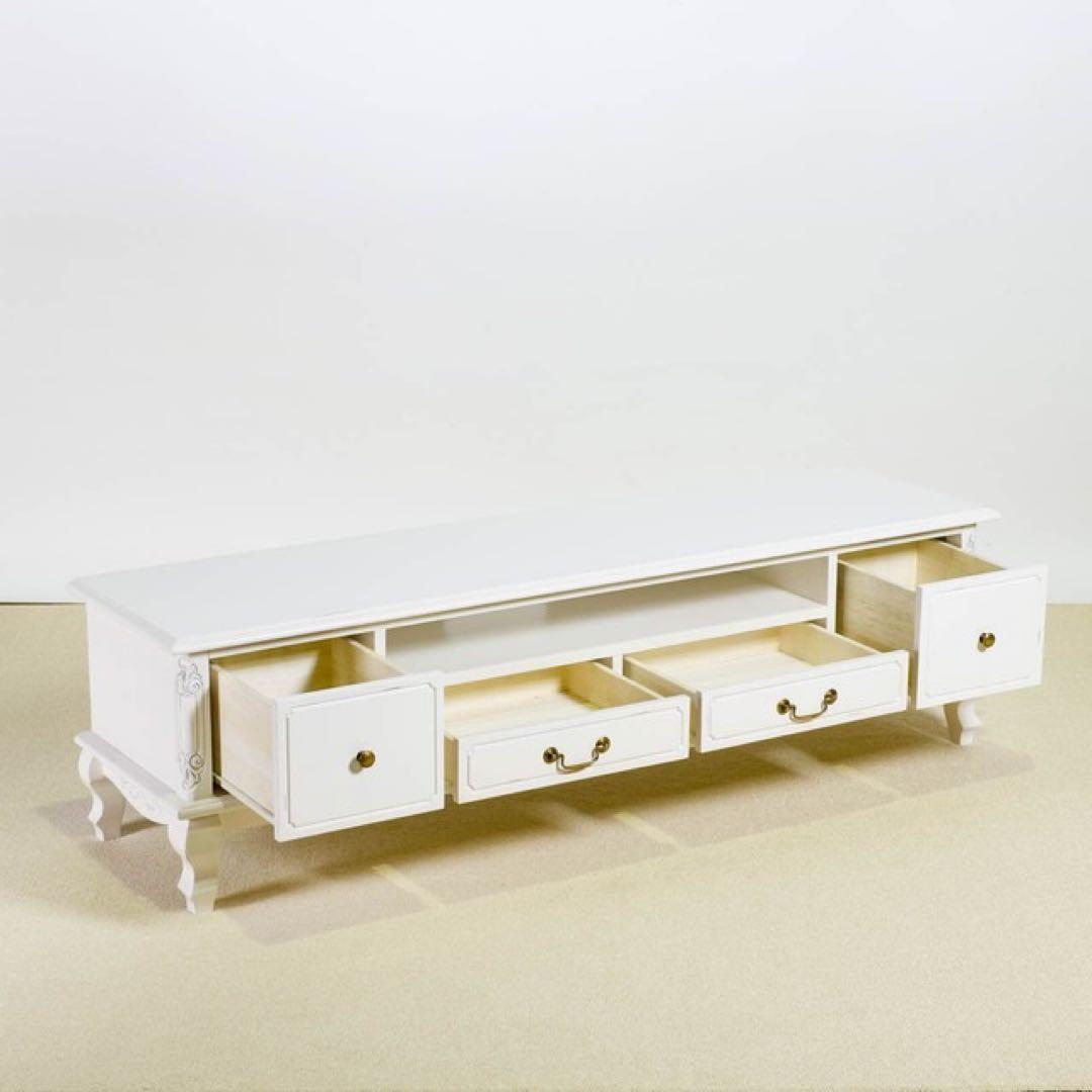 C新品 アンティーク調 テレビボード テレビ台 ホワイト ローボード 白 ラック