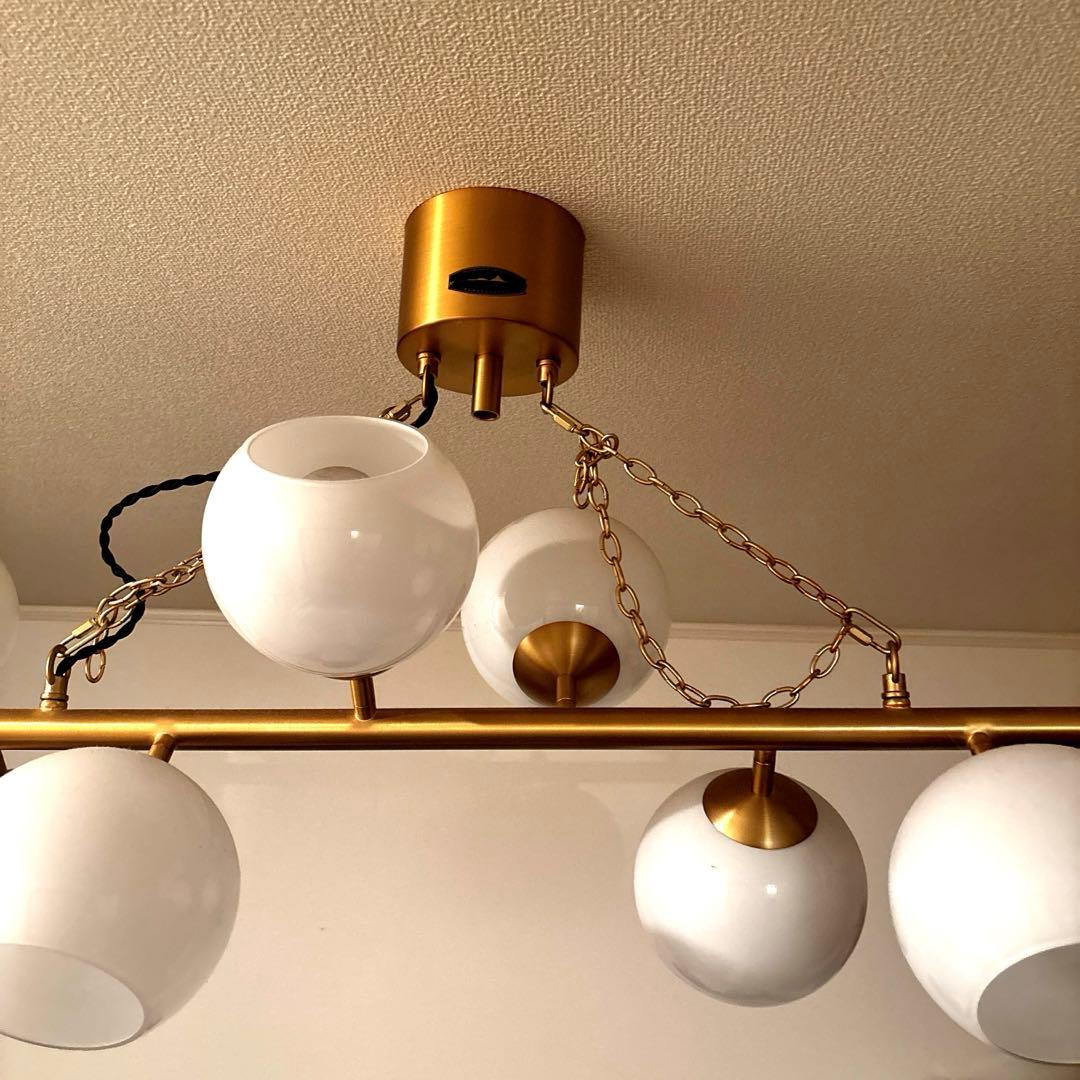 訳あり新品★ハモサ　モダンシャンデリア ホワイト ゴールド 6灯