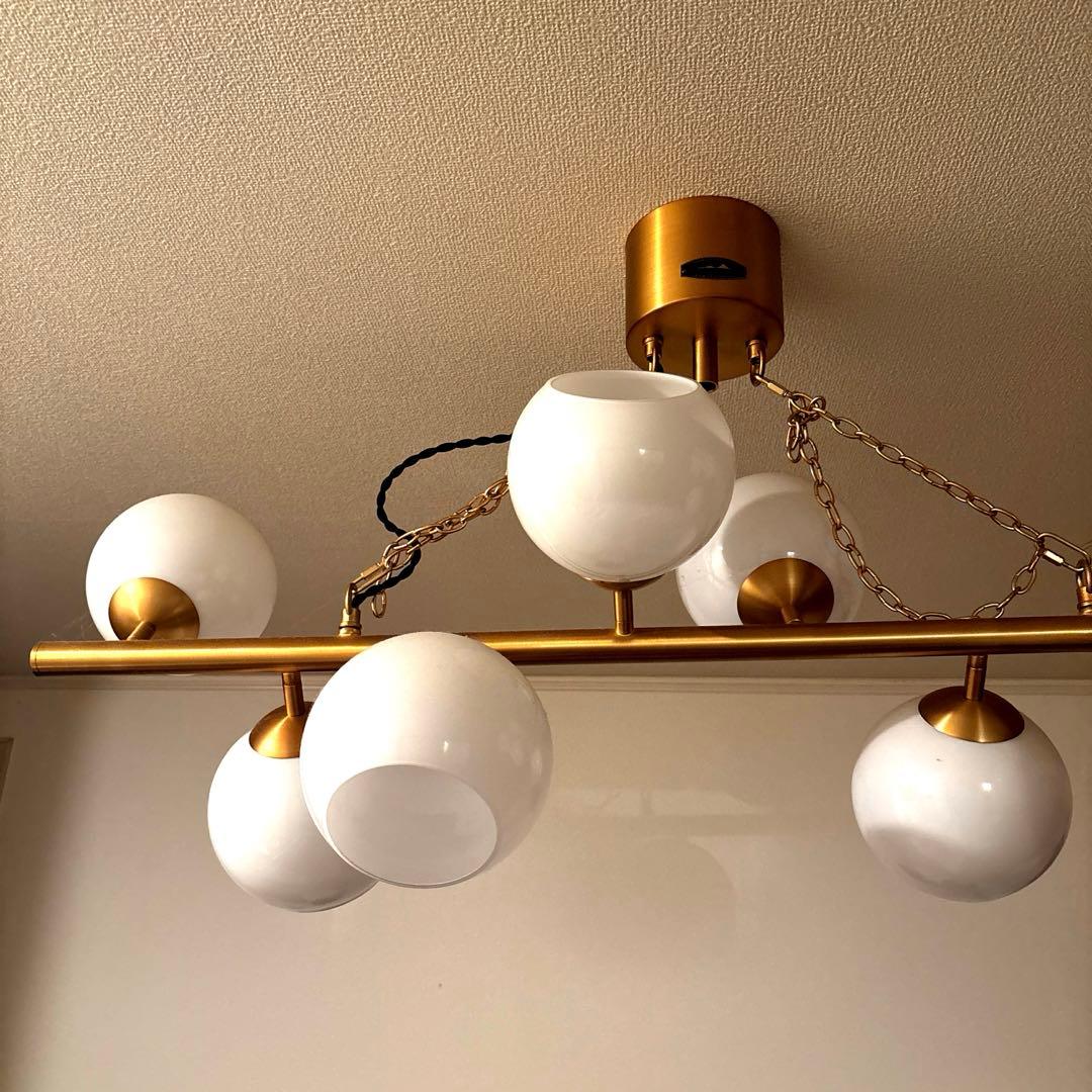 訳あり新品★ハモサ　モダンシャンデリア ホワイト ゴールド 6灯