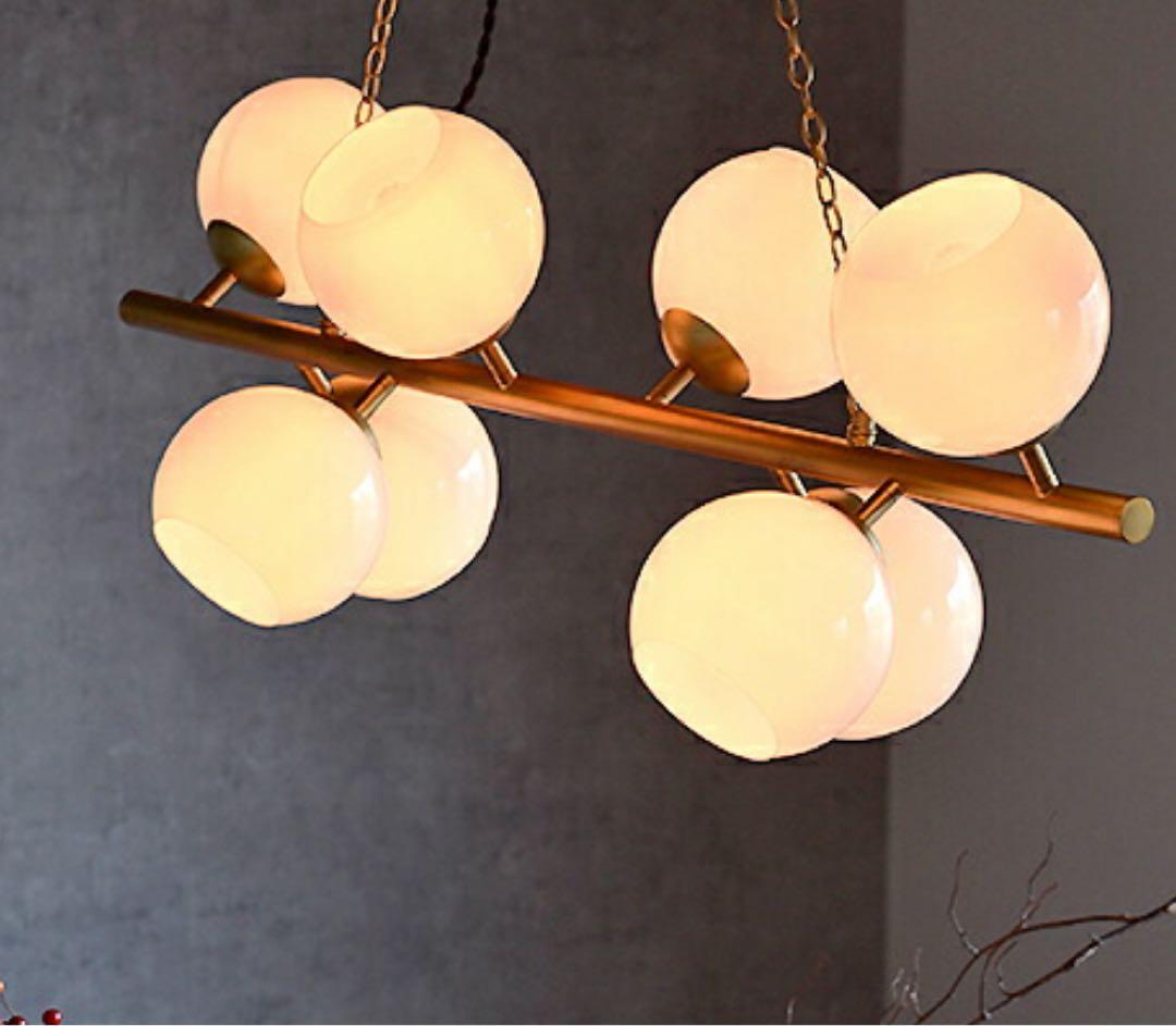 訳あり新品★ハモサ　モダンシャンデリア ホワイト ゴールド 6灯