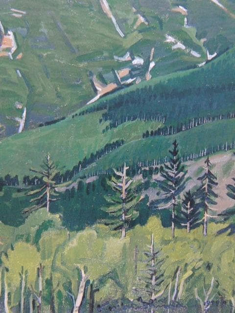 水島海衆、【初夏の美瑛富士】、希少な大判額装用画集より、美品