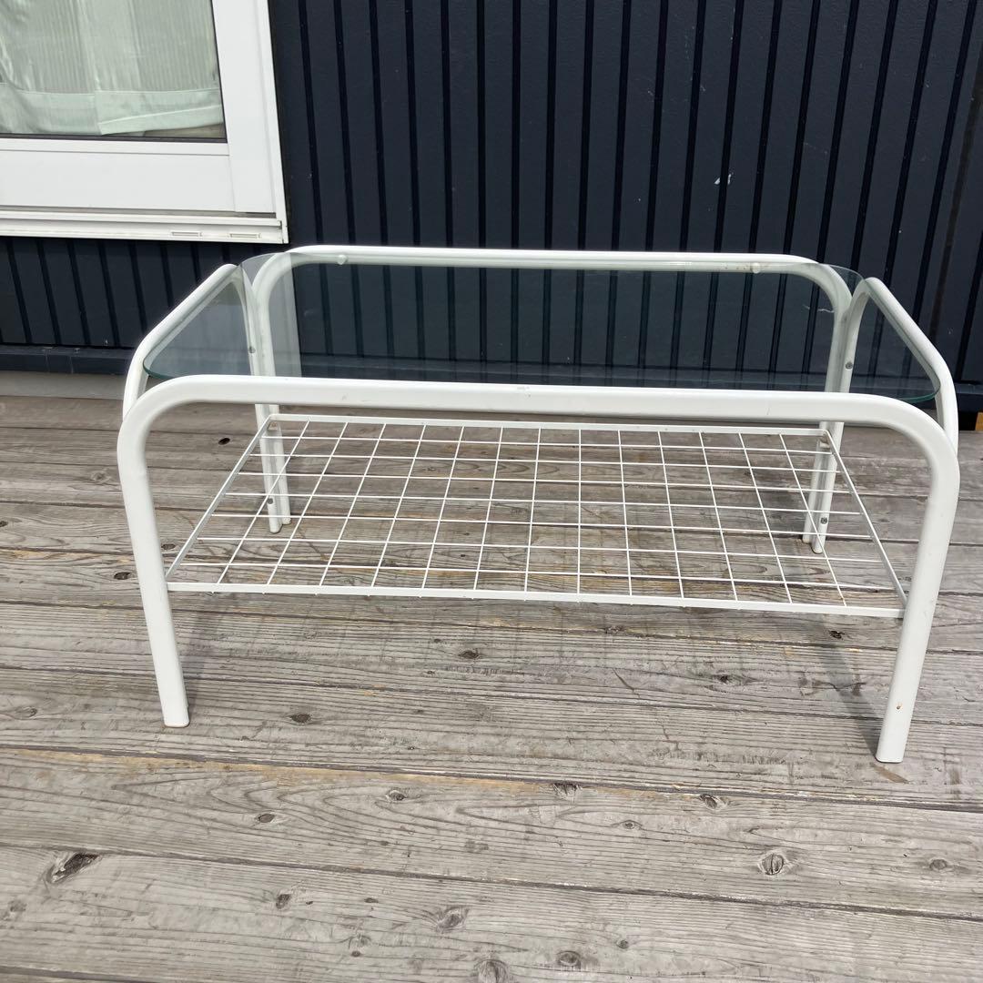 昭和レトロ ミッドセンチュリー アイアンフレーム センターテーブルガラステーブル