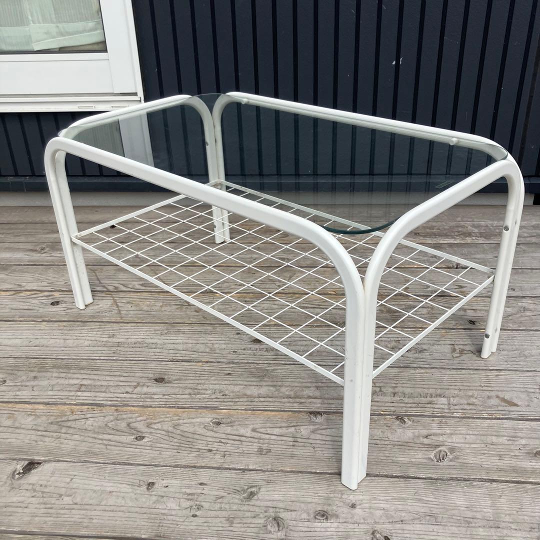 昭和レトロ ミッドセンチュリー アイアンフレーム センターテーブルガラステーブル