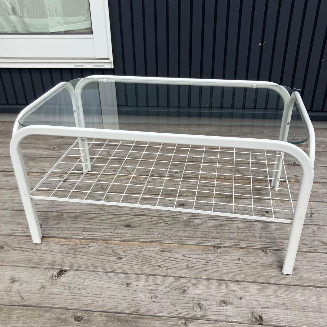 昭和レトロ ミッドセンチュリー アイアンフレーム センターテーブルガラステーブル