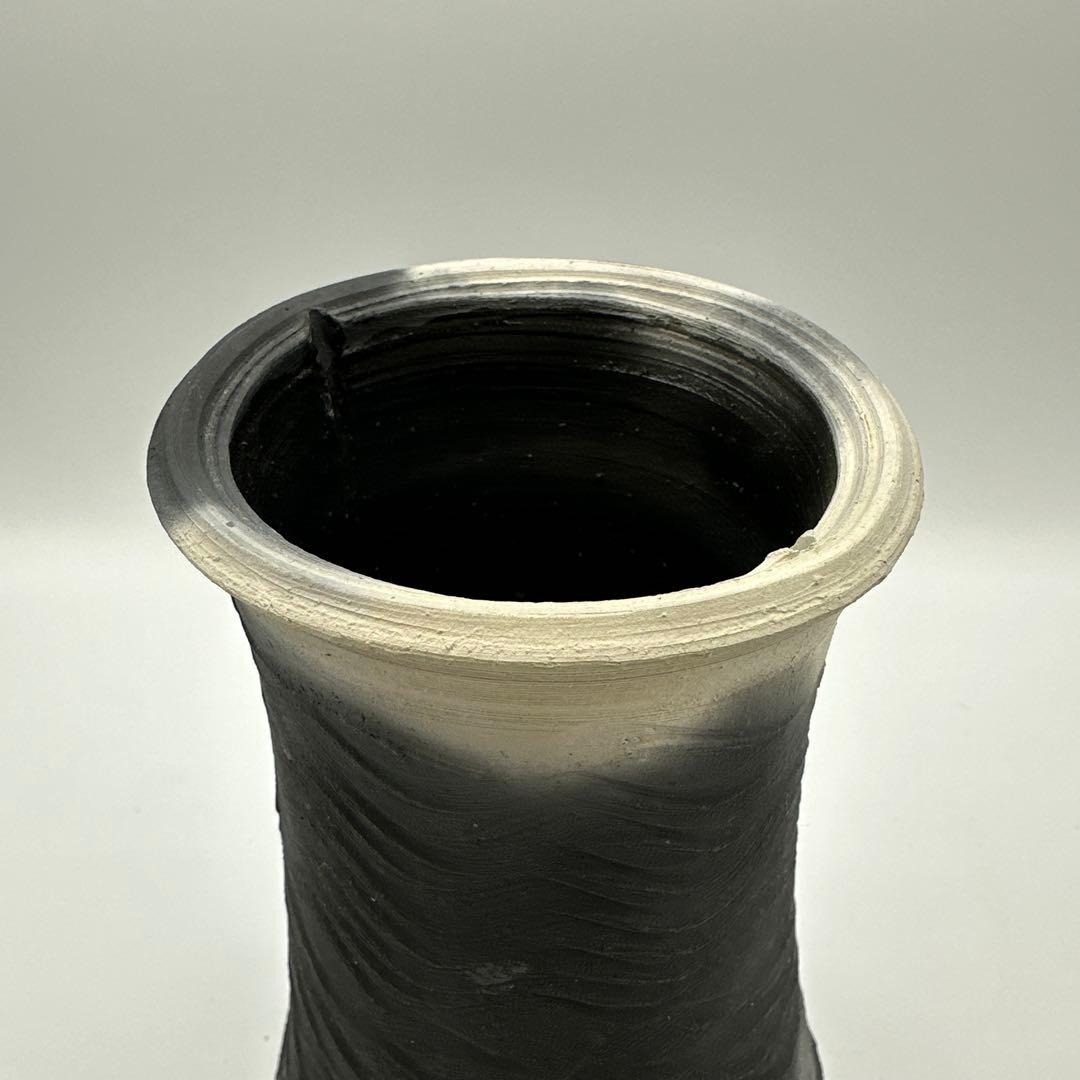 炭彩黒焼締 デイビット・アタマンチャック 花入 YAKISHIME KASE