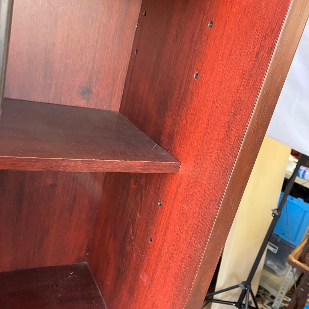 昭和レトロ 古家具 ストライプガラス戸 木製 食器棚 カップボード サイドボード