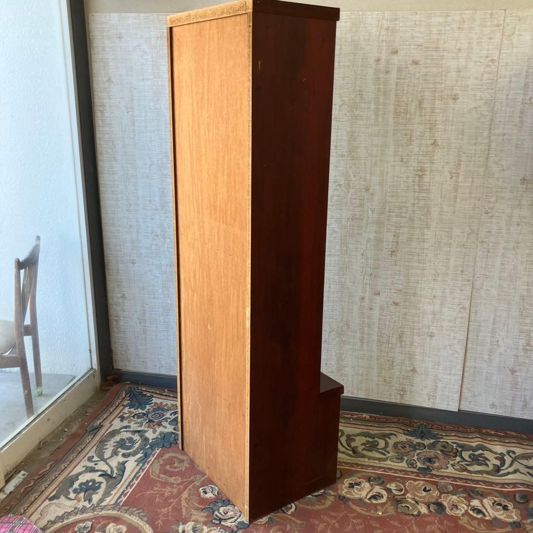 昭和レトロ 古家具 ストライプガラス戸 木製 食器棚 カップボード サイドボード