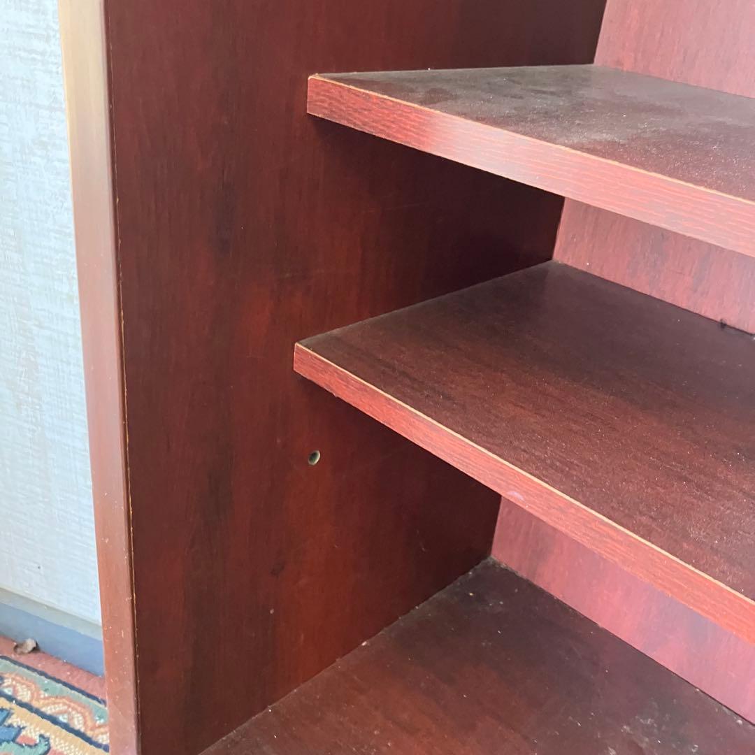 昭和レトロ 古家具 ストライプガラス戸 木製 食器棚 カップボード サイドボード