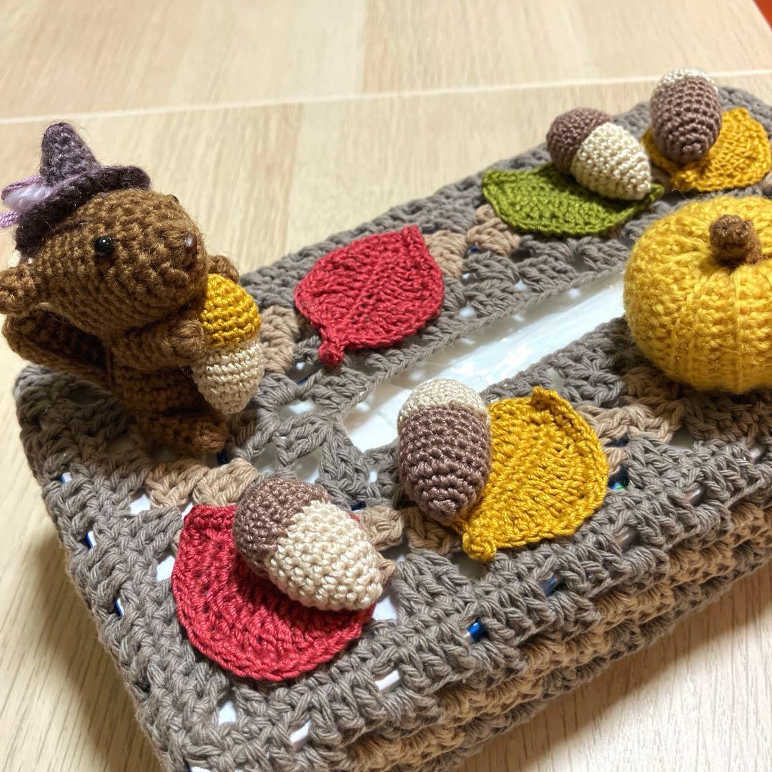 ハンドメイド☆ボックスティッシュカバー☆ティッシュケース☆編み