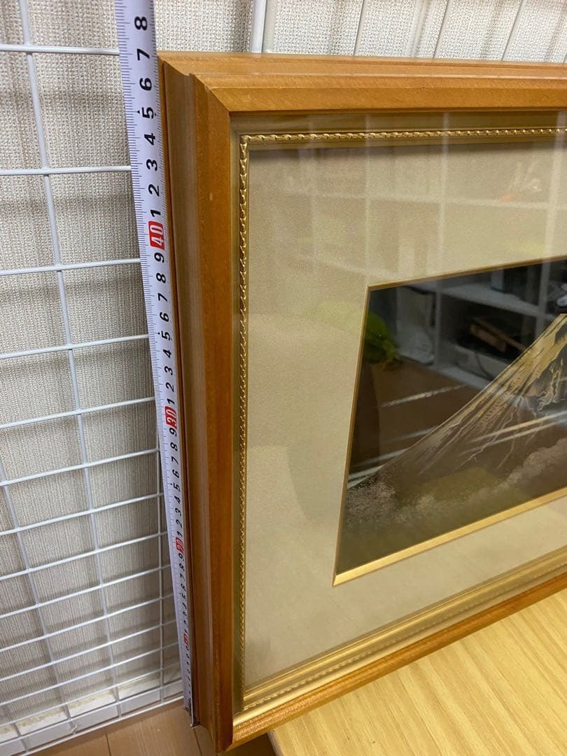 富士山 日本画 額装 大型 金彩 漆 作品