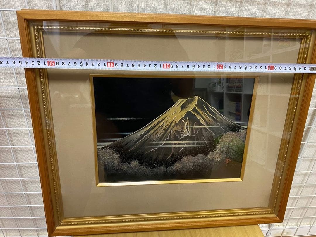 富士山 日本画 額装 大型 金彩 漆 作品