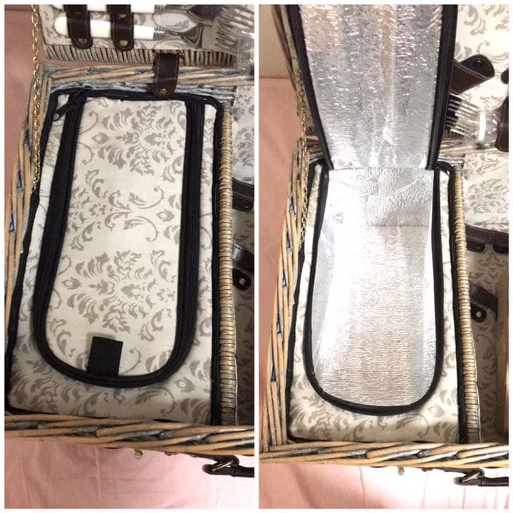 海外製　レトロでヴィンテージ感あるピクニックバスケット　編みカゴ　アンティーク調