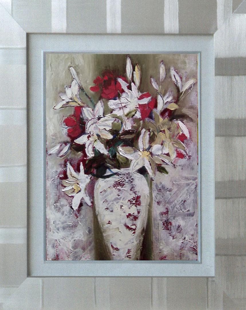 油絵 菅家令子 絵 絵画 インテリア uF6-112402 花 ゆり - メルカリ