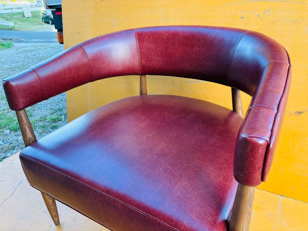 J56☆アスプルンド☆美品 アームチェア ラウンジチェア レザー 木製