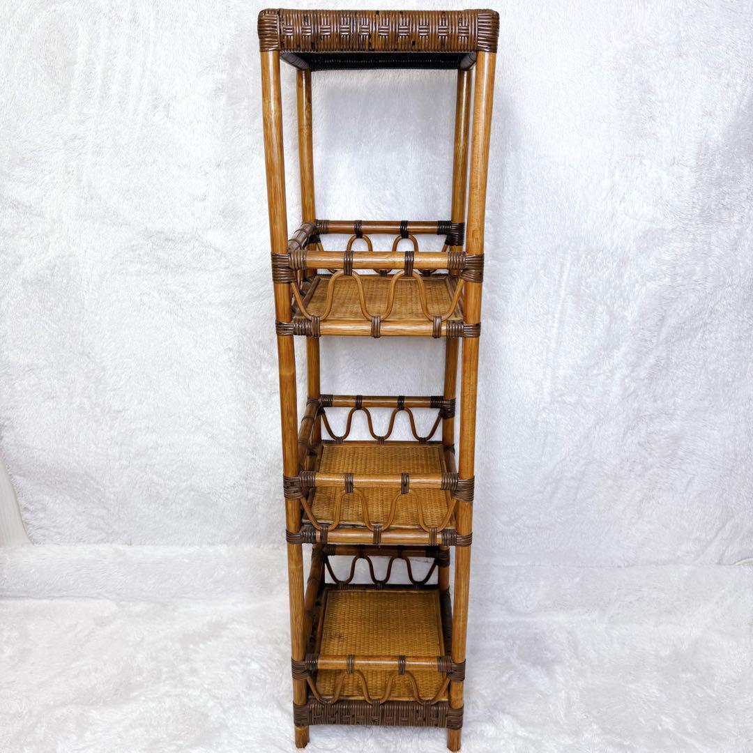 ヴィンテージ　Kazama　籐 ラタン シェルフ シェルフL　4段　自然素材
