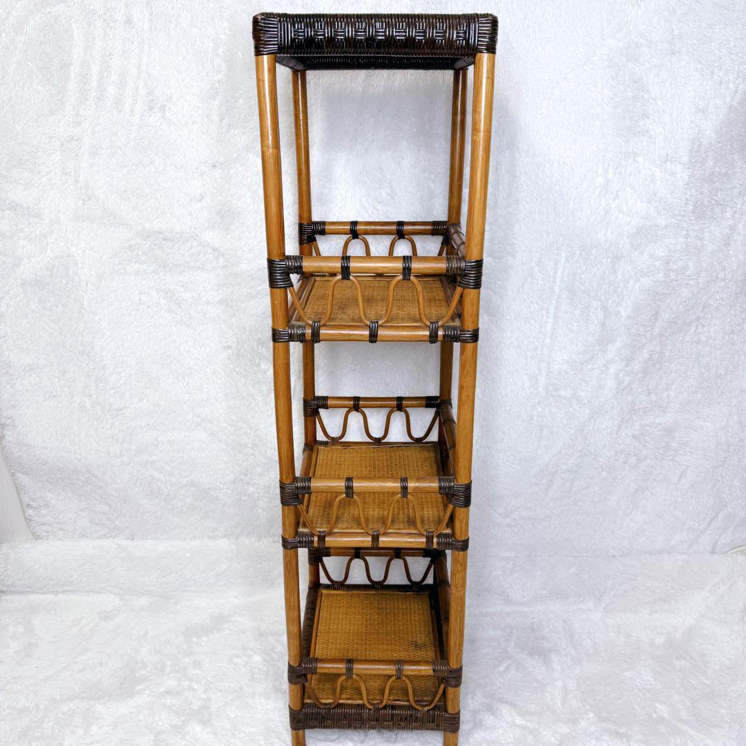 ヴィンテージ　Kazama　籐 ラタン シェルフ シェルフL　4段　自然素材