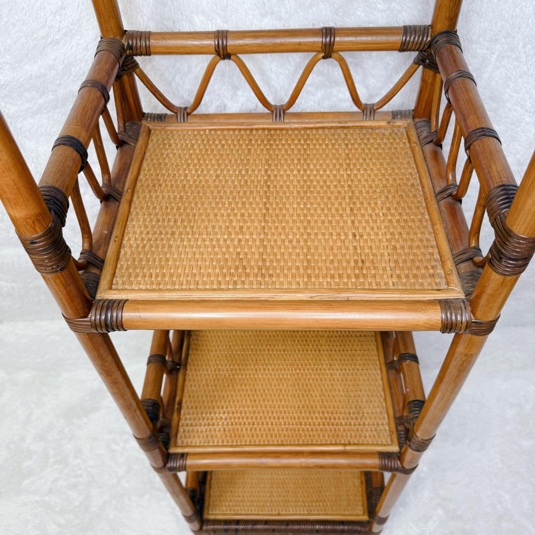 ヴィンテージ　Kazama　籐 ラタン シェルフ シェルフL　4段　自然素材