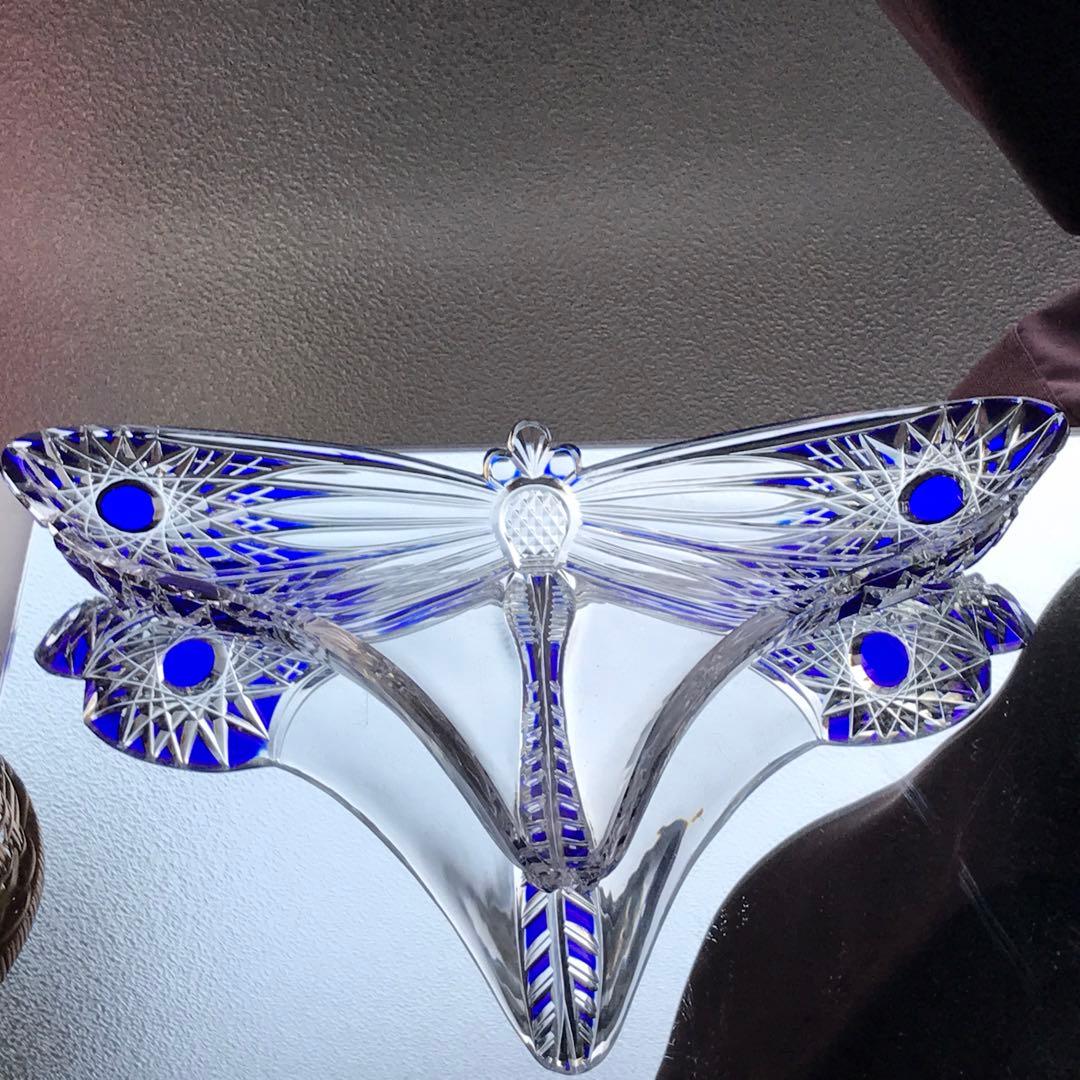 美術館所蔵品オールドバカラ リベリュールLibelluleトンボ蜻蛉 装飾皿名作