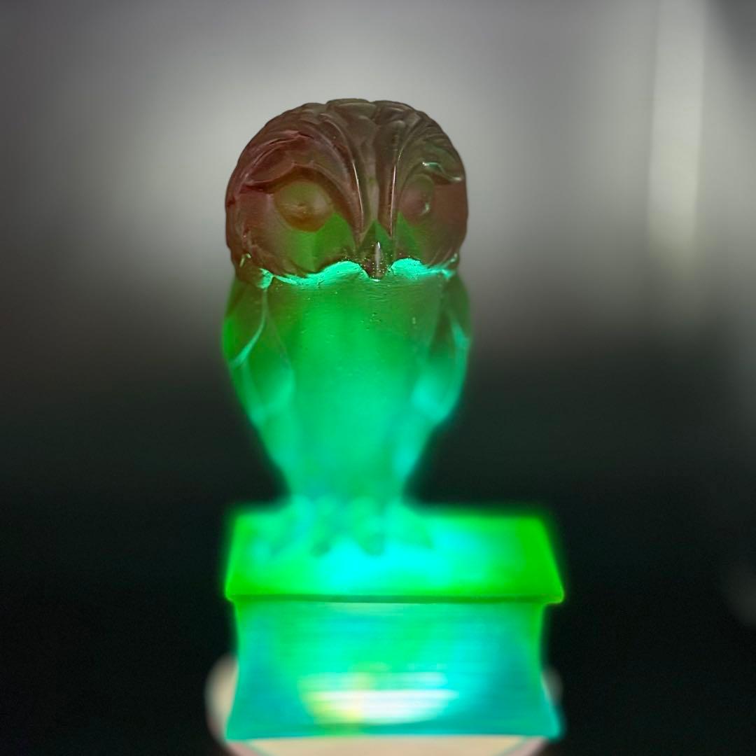 フクロウ 置物 クリスタルガラス ドームフランス オブジェ パートド