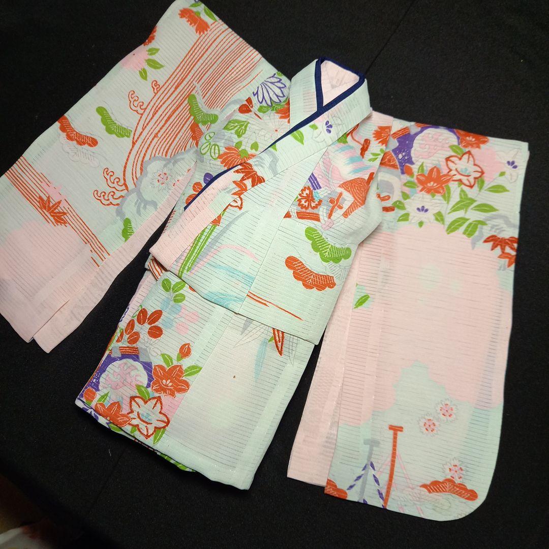 市松人形 10号 夏　絽の着物　帯　兵児帯　帯締め帯揚げ　正絹　ドール　単衣