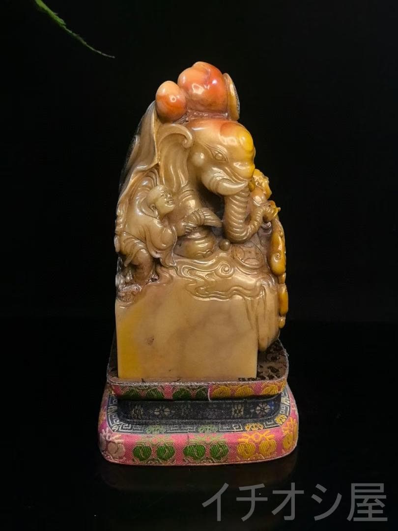羅漢賜宝・財富双全】印章・寿山石极品水晶三彩田黄石｜仏教神像彫刻