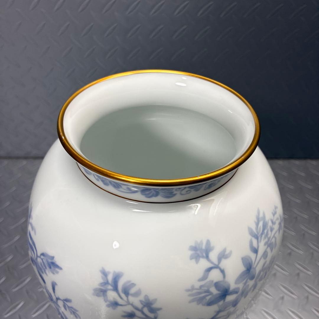 【希少】大倉陶園 草加紋様 金彩口 花瓶 高さ 28cm 口縁口径 11.5cm