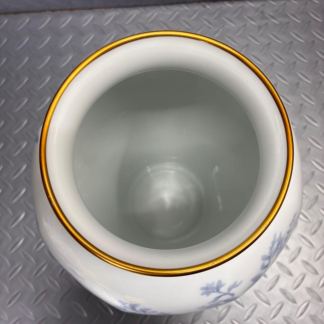 【希少】大倉陶園 草加紋様 金彩口 花瓶 高さ 28cm 口縁口径 11.5cm