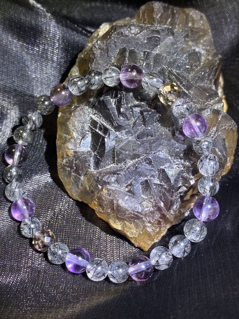 ブラックトルマリンインクォーツ デザインブレスレット デザブレ