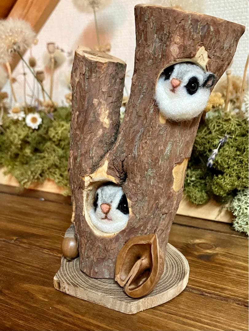 羊毛フェルト　エゾモモンガ(親子)