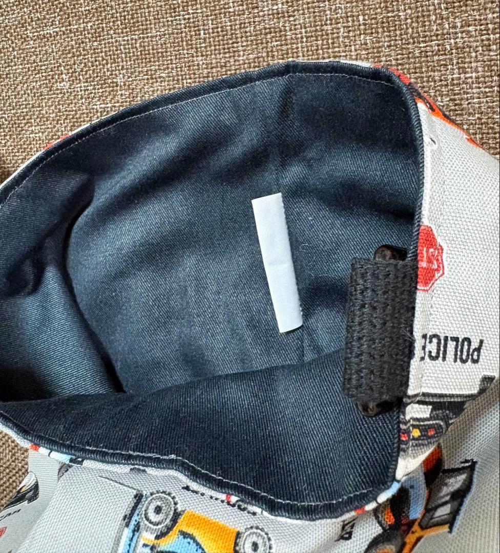 No.155 上履き入れ 男の子 働く車 消防車 ブルドーザー グレー