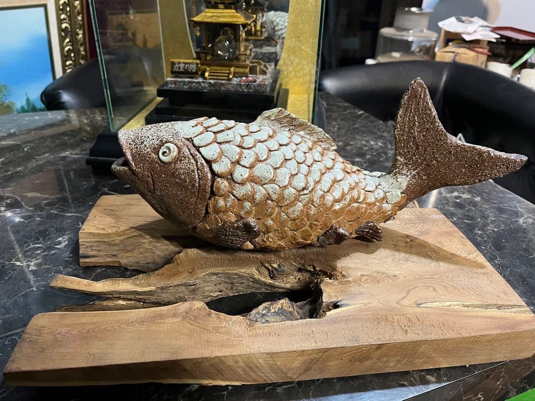 陶器魚の壁掛け、陶器壁掛け飾り、一輪挿し、陶器魚の置き物、一点物陶器魚