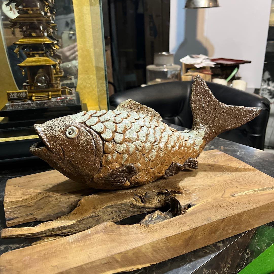 陶器魚の壁掛け、陶器壁掛け飾り、一輪挿し、陶器魚の置き物、一点物陶器魚