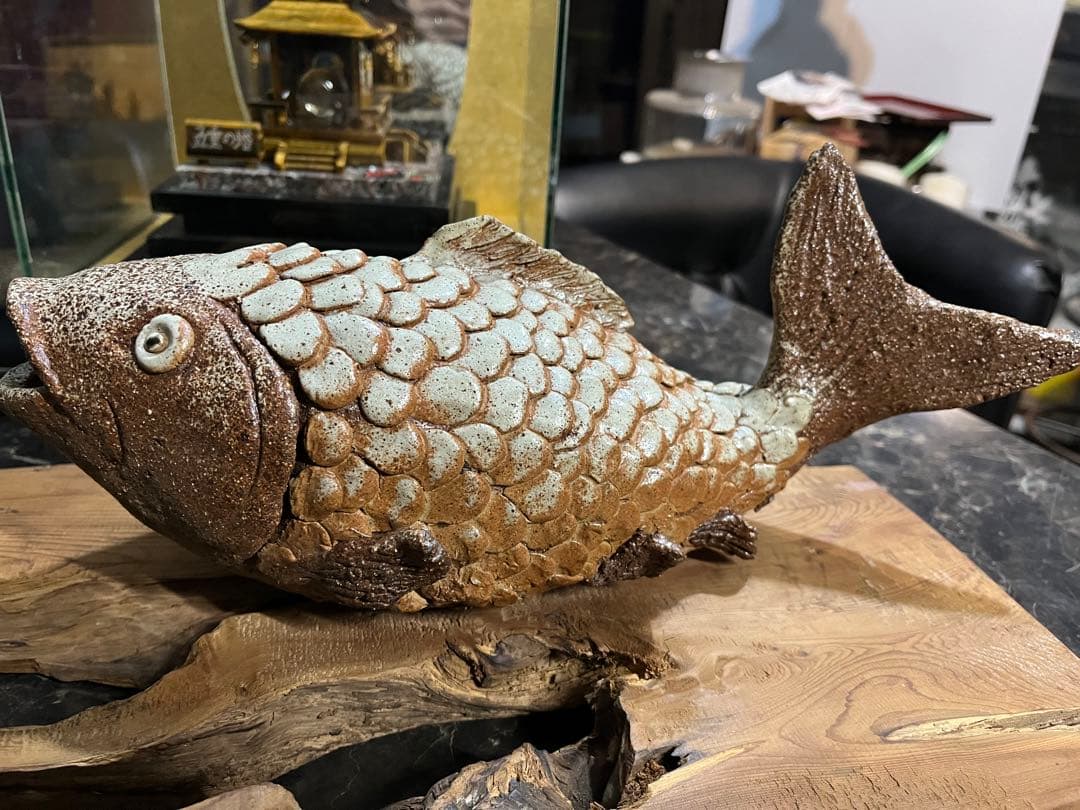 陶器魚の壁掛け、陶器壁掛け飾り、一輪挿し、陶器魚の置き物、一点物陶器魚