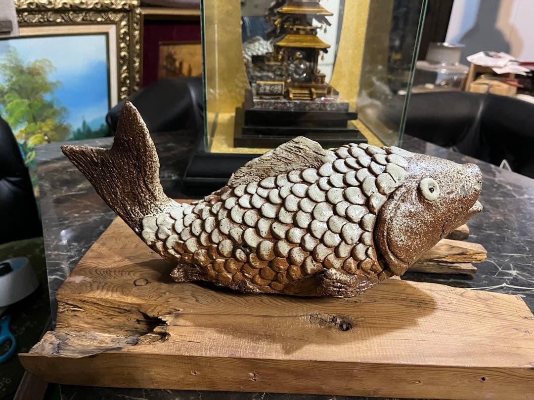 陶器魚の壁掛け、陶器壁掛け飾り、一輪挿し、陶器魚の置き物、一点物陶器魚