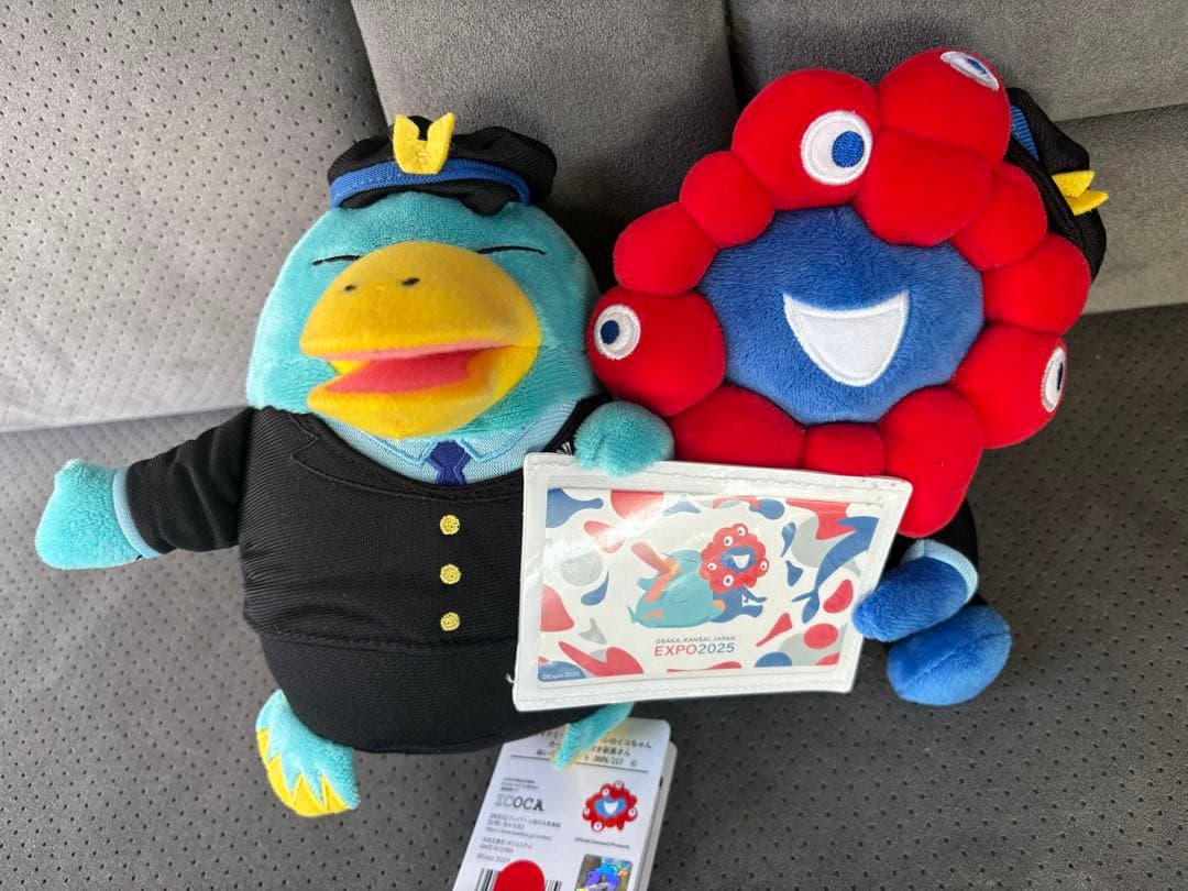 カードケース付きイコちゃん・ミャクミャク 駅員さんぬいぐるみ 万博限定 ミャクミャク イコちゃん カードケース付き駅員さん