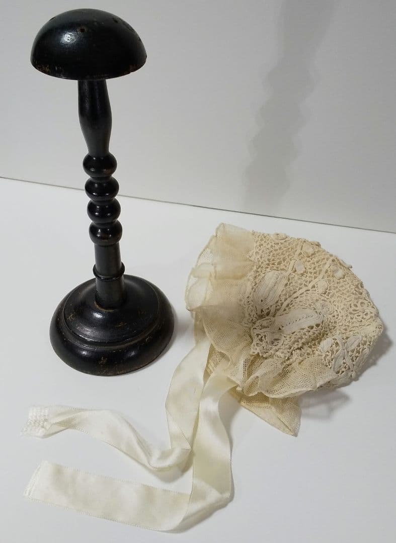 アンティーク レース ボンネット アンティーク ハットスタンド ベビー ドール