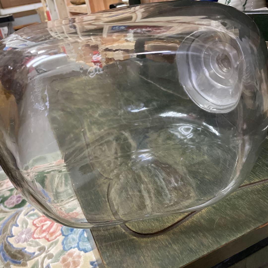 昭和古ガラス　駄菓子屋さんのお菓子入れガラス容器　フタ付き　昭和レトロ