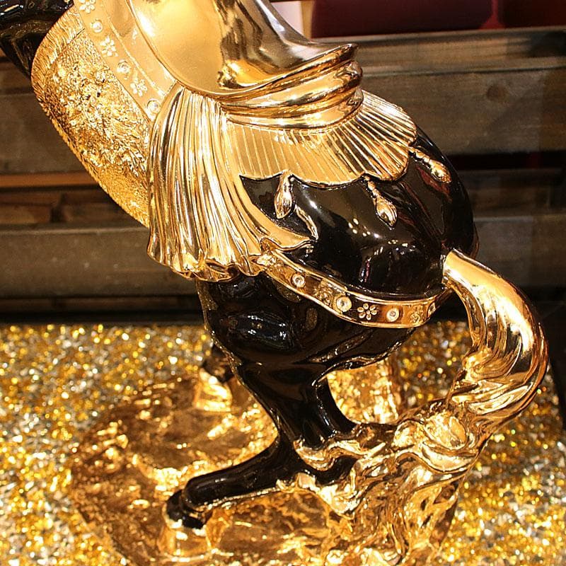 跳ね馬のオブジェ 黒馬 置物 風水 インテリア 113-301