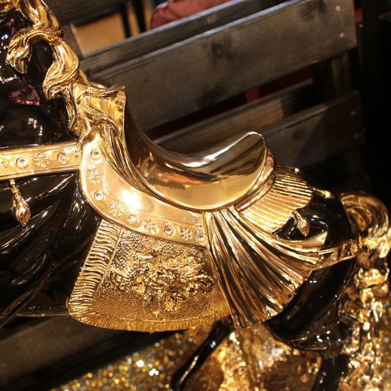 跳ね馬のオブジェ 黒馬 置物 風水 インテリア 113-301