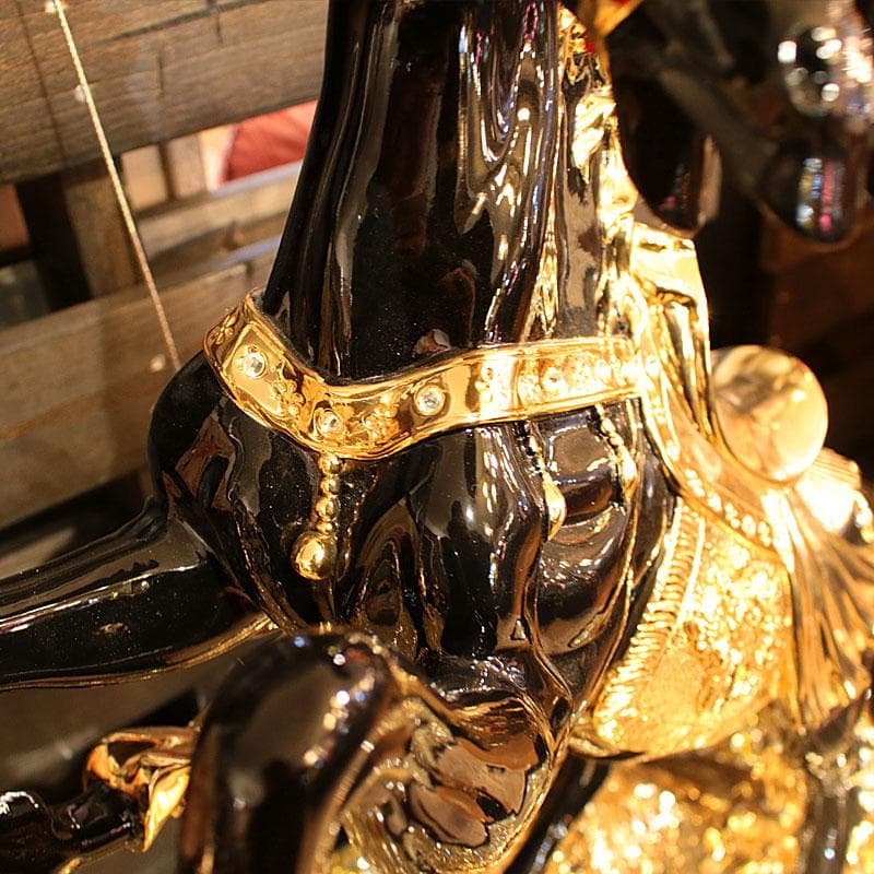 跳ね馬のオブジェ 黒馬 置物 風水 インテリア 113-301