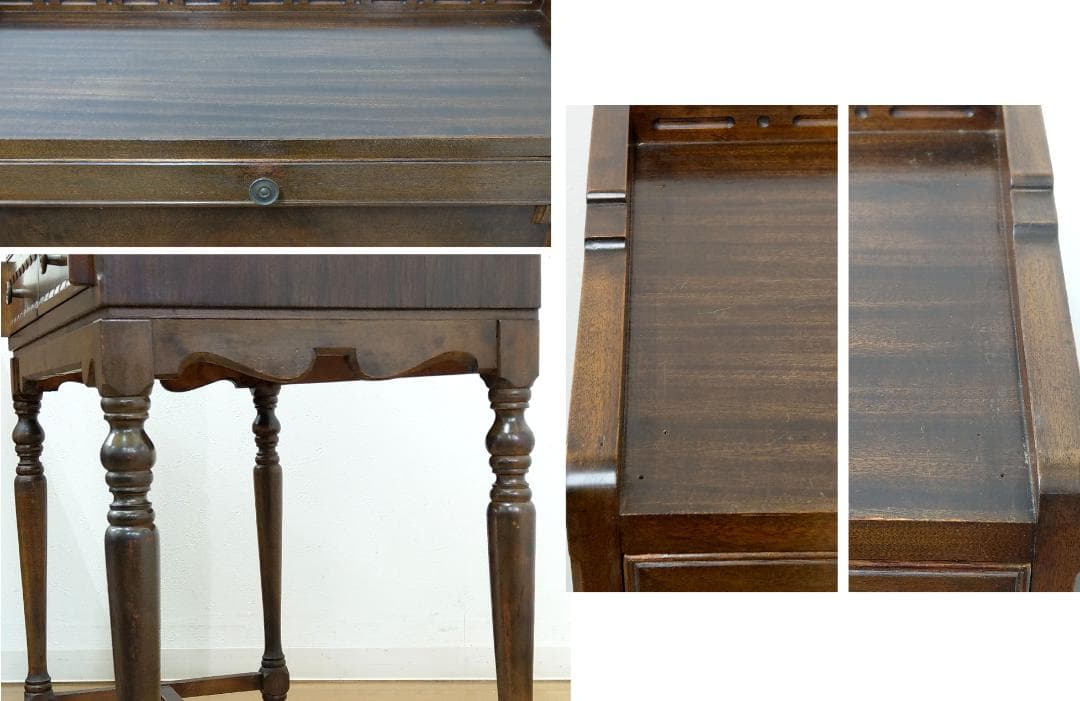 神戸 メープル不二屋 木製 アンティーク ライティング デスク ビューロー