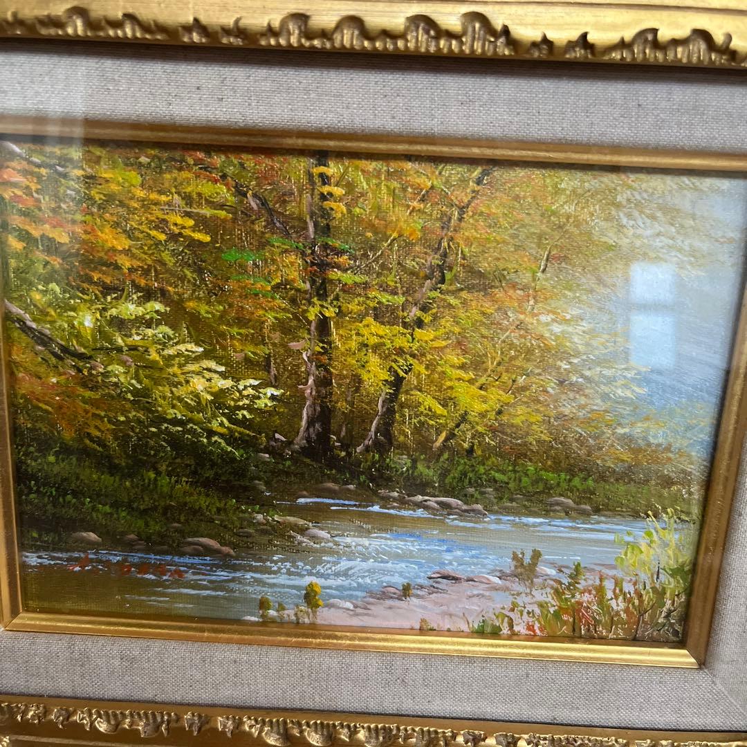 油絵　絵画　戸田彰　秋のせせらぎ