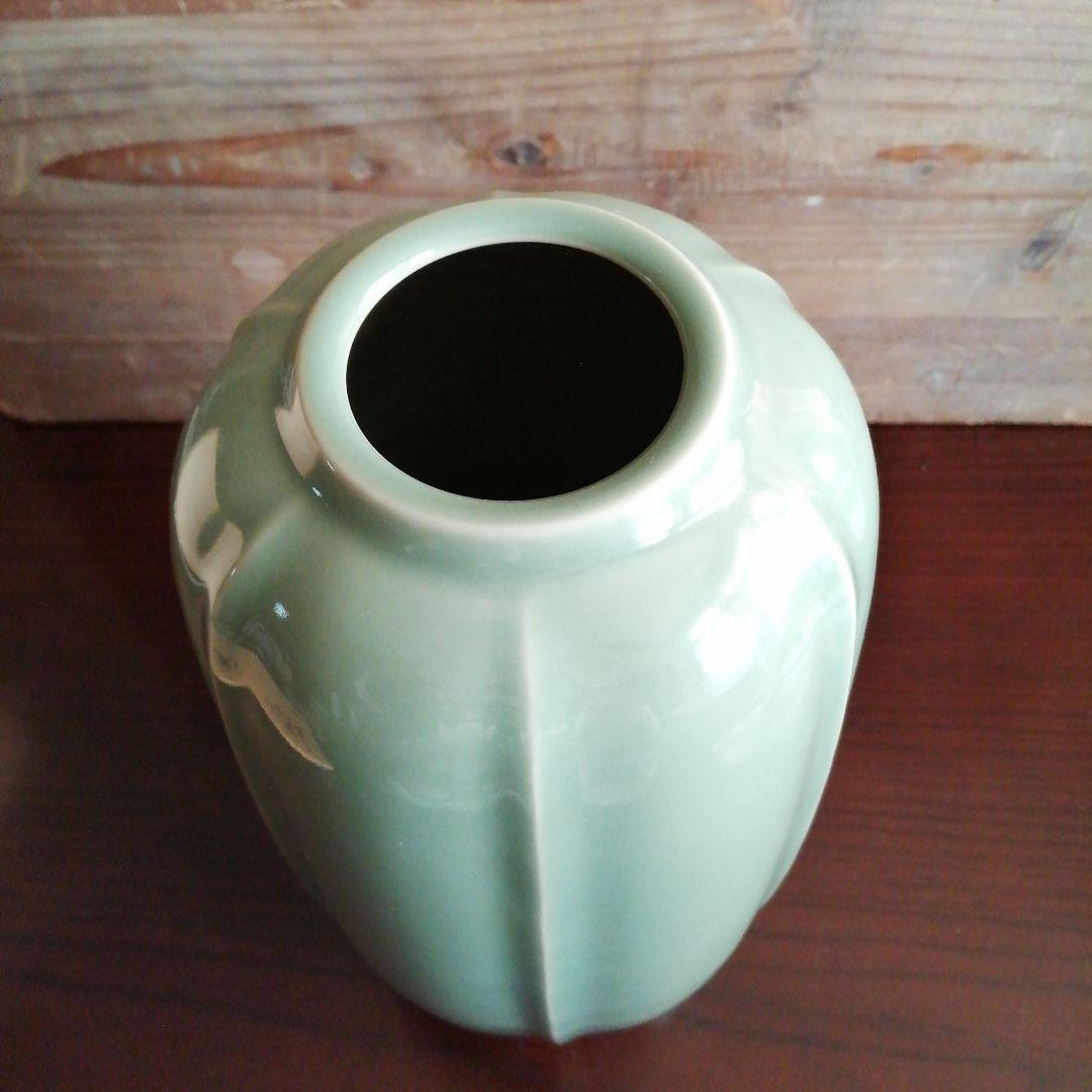 京焼　小川武雄　青磁花瓶　25.5cm