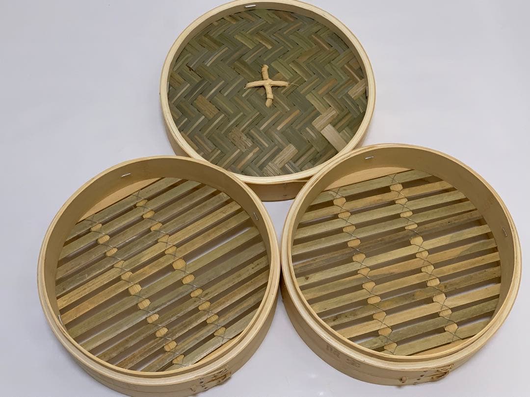 竹製蒸籠２１センチ２段・蒸し板セット